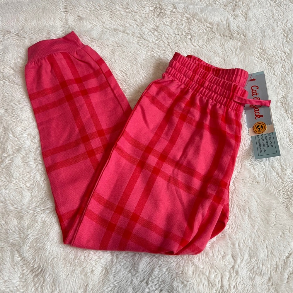 Cat Jack Kids Girls Pink Red Plaid Sleepwear Pajama Pants Size S 6/6X NWT